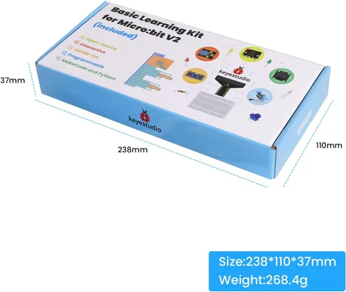 Miniatura 8 de KEYESTUDIO Micro:bit Kit básico de inicio para adolescentes y principiantes - Kit de aprendizaje electrónico con sensores, LED y tutoriales