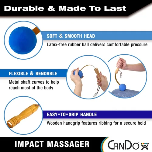 Miniatura 2 de CanDo Masajeadores de Percusión Paquete de 2 Masaje Manual con Pelota, Herramientas de Masaje de Palo Flexible para Músculos Doloridos, Espalda