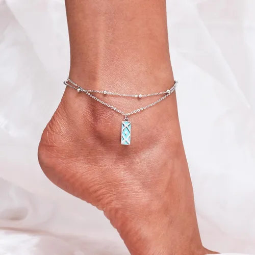 Miniatura 86 de CHIC & ARTSY Tobilleras de plata de ley S925 para mujer, pulsera de tobillo ajustable multicapa para playa, joyería de verano para mujer, de 10 a 11