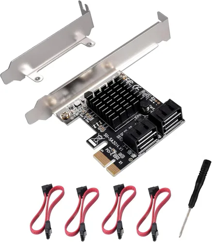 Miniatura 9 de Tarjeta PCI Express a SATA 3.0 de 2X 10 Puertos, Tarjeta de Expansión PCI Express a SATA III de 6Gbps, Chips ASM1166+JMB575