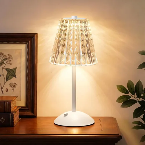 Miniatura 11 de Nusogon Lámpara de Mesa Táctil Inalámbrica, Lámpara de Escritorio Pequeña LED Recargable, 3 Colores Regulables Operada con Batería, Lámpara
