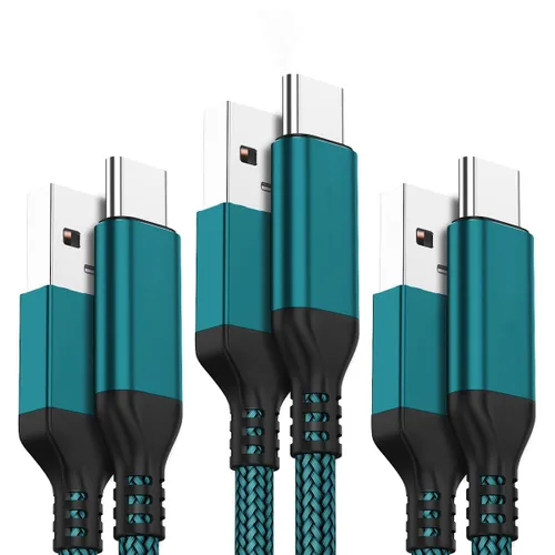 Miniatura 9 de AkoaDa Cable USB tipo C, paquete de 3 cables de carga rápida USB A a USB-C 3.1A de 10 pies para iPhone 17/16/16 Pro/16 Pro Max/15 Galaxy S25 FE S25