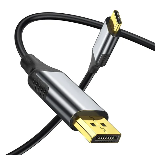 Cable USB-C a DisplayPort de 6 pies, 4K a 144 Hz y 2K a 240 Hz, cable tipo C a DP de transferencia de datos de 10 Gbps [compatible con Thunderbolt