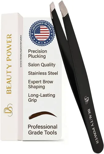 Beauty Power Pinzas inclinadas de precisión profesional para mujeres, pinzas para hombres y mujeres, pinzas para cejas para cabello encarnado,