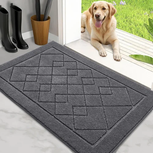 Miniatura 11 de REFETONE Dirt Trapper Tapete para Puerta de 20" x 32", Tapete Lavable para Interiores con Respaldo de Goma Antideslizante, Resistente a la Suciedad