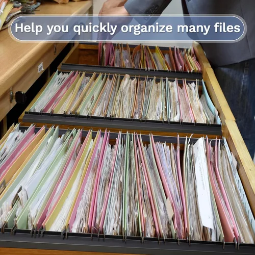 Miniatura 7 de Tenare 4 rieles colgantes de PVC negro, sistema de colgar para archivar que mantiene tus carpetas ordenadas y organizadas