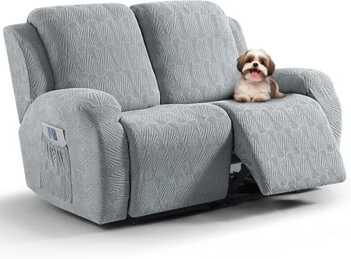 Miniatura 13 de VANSOFY Fundas para sillas reclinables, 4 piezas, elásticas, de tela jacquard, suave funda para silla reclinable, protector de muebles con parte