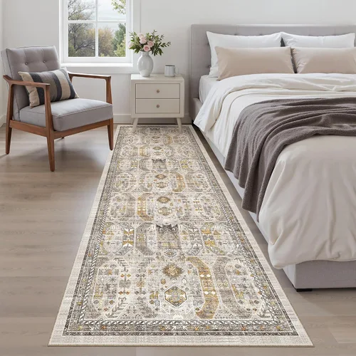 Miniatura 663 de Madane Tapete lavable de 2 x 10 pies para pasillo, cocina, recibidor, clásico, suave, antideslizante para interiores, casa de campo, baño, sala
