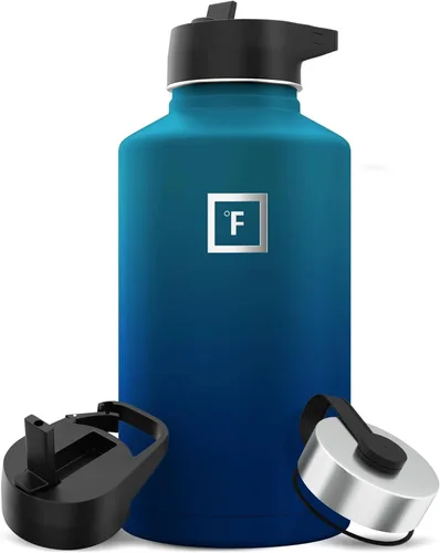 Miniatura 24 de IRON °FLASK Frasco de hidratación para acampar y senderismo con pajilla, botella de agua deportiva de acero inoxidable con aislamiento de boca Dark