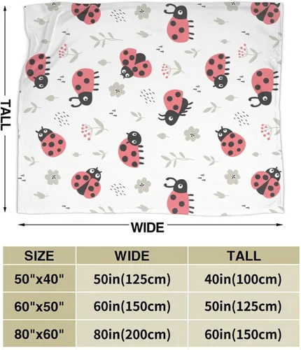 Miniatura 4 de Manta de mariquita linda de mariquita súper suave y cálida para sofá, dormitorio, sofá, oficina, automóvil, para todas las estaciones, acogedora