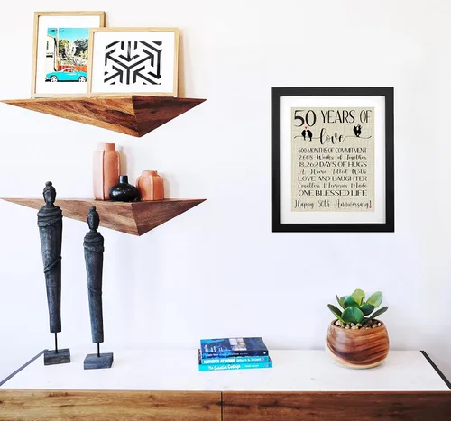 Miniatura 4 de TOBOHU Impresión de arpillera de 50 años de amor, regalos para padres 50 aniversario, decoraciones de aniversario dorado, regalos para abuela