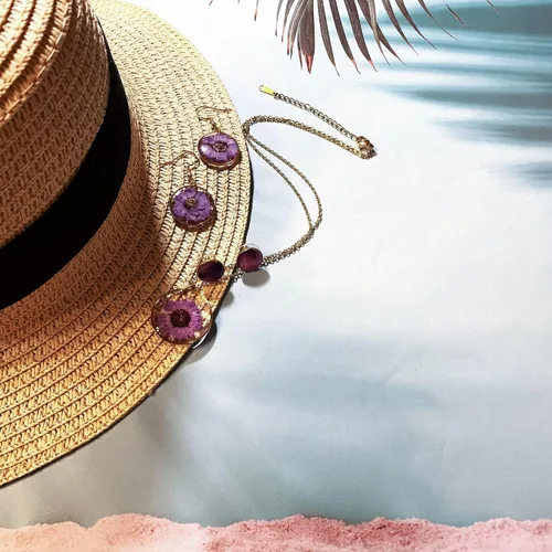 Miniatura 4 de FLOWER LEGEND Juego de aretes de plata esterlina 3 en 1 joyería de flores prensadas aretes de resina joyería de disfraz aretes colgantes