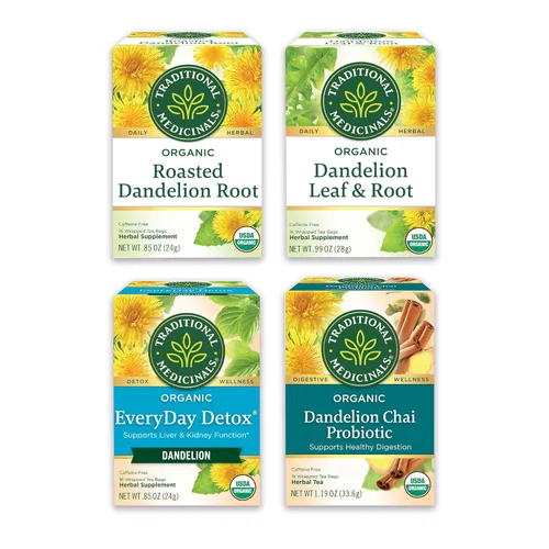 Miniatura 11 de Traditional Medicinals Té, raíz de diente de león tostado orgánico, apoya la función renal y la digestión saludable, 16 bolsas de té