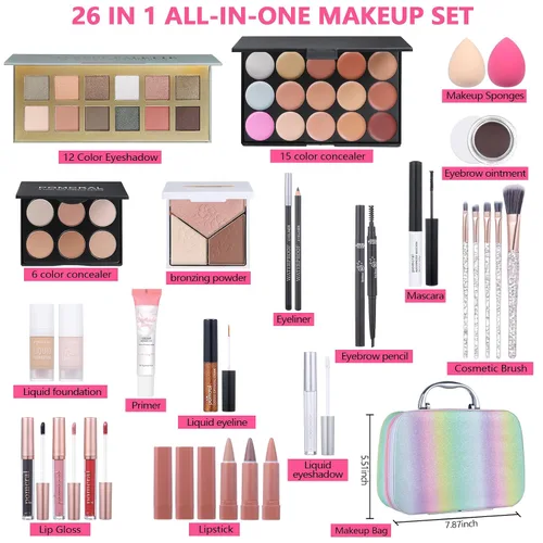 Miniatura 2 de Kit completo de maquillaje para mujeres, juego de maquillaje para niñas, adolescentes, mujeres, set de regalo de maquillaje con paleta de sombras