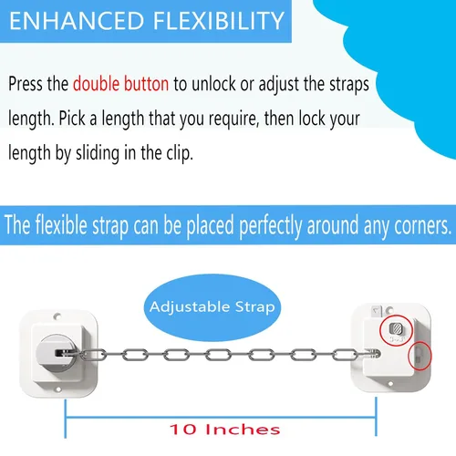 Miniatura 5 de YEYA Anclaje de pared para muebles antipunta, sin taladro, con fuerte respaldo adhesivo 3M, correas de cable de acero ajustables de 10 pulgadas