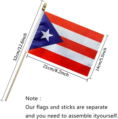 Miniatura 2 de Banderas de habla hispana de 22 países en palo de madera, pequeñas mini banderas latinoamericanas de mano para decoraciones del mes hispano, 5 x 8