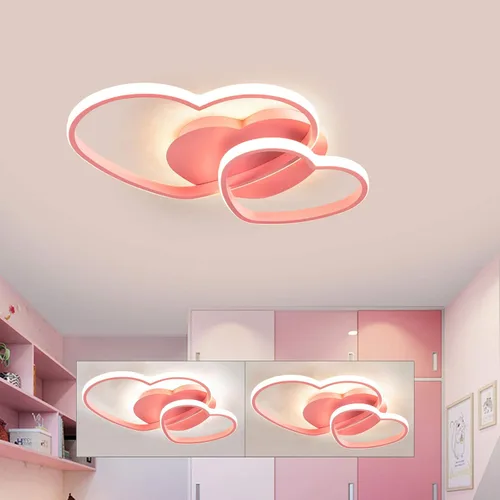 Miniatura 3 de YIYIBYUS Morden - Lámpara LED de techo con forma de corazón para dormitorio, lámpara acrílica con control remoto, lámpara de techo de dibujos