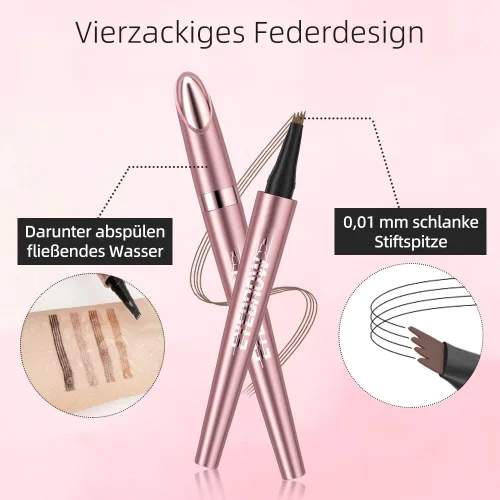 Miniatura 3 de Microblading - Lápiz de cejas 3D de 4 puntas, resistente al agua, de larga duración, con efecto de maquillaje natural para todo el día (negro)