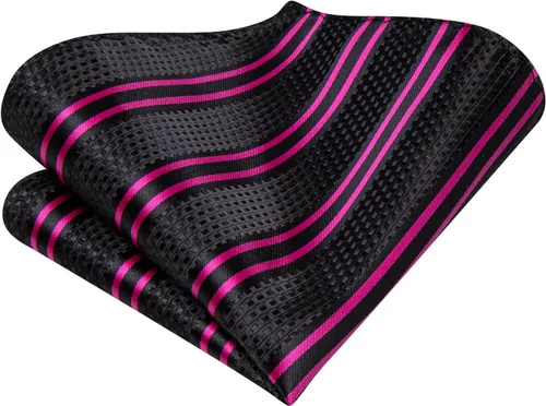 Miniatura 120 de Hi-Tie Corbata clásica de cachemira para hombre con pañuelo y gemelos a cuadros