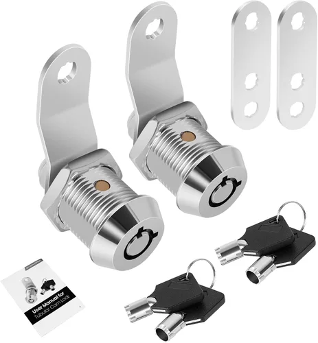 Paquete de 2 cerraduras de caja de herramientas con llaves, cerradura de leva para gabinete de 5/8 pulgadas con llave maestra, cerradura de repuesto