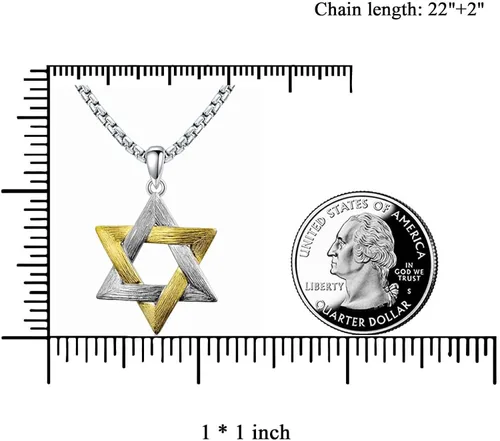 Miniatura 5 de PDTJMTG Collar judío de plata de ley con estrella de David para hombre