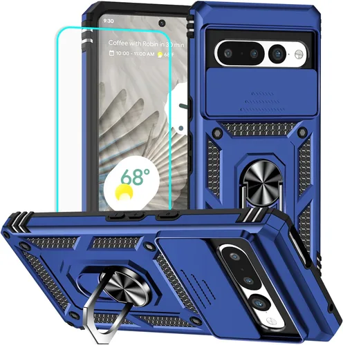 Miniatura 37 de HNHYGETE Funda para Pixel 6a con protector de pantalla HD, soporte giratorio de grado militar de 360° (resistente) a prueba de golpes para Google