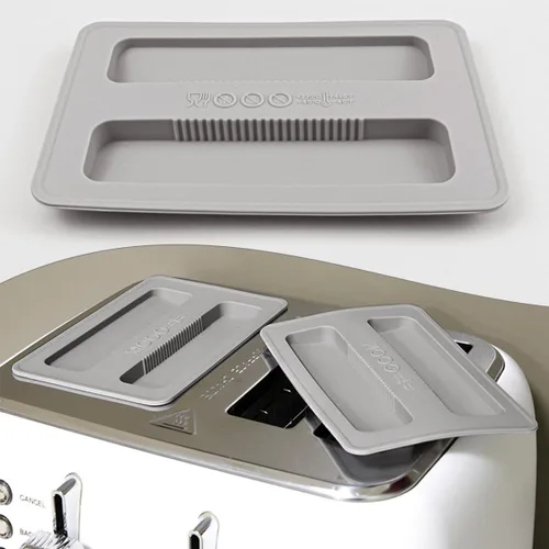 Miniatura 6 de 2 tapas de silicona para tostadora, cubierta de suciedad para tostadora, protector superior para máquina de pan, máquina de sándwich (gris)