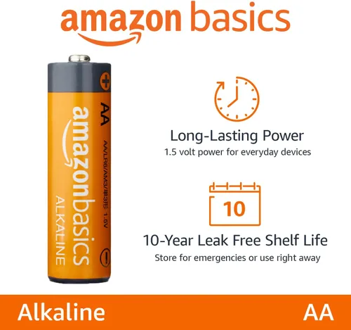 Miniatura 2 de Amazon Basics - Paquete de 8 pilas alcalinas AA de alto rendimiento, 1.5 voltios, vida útil de 10 años