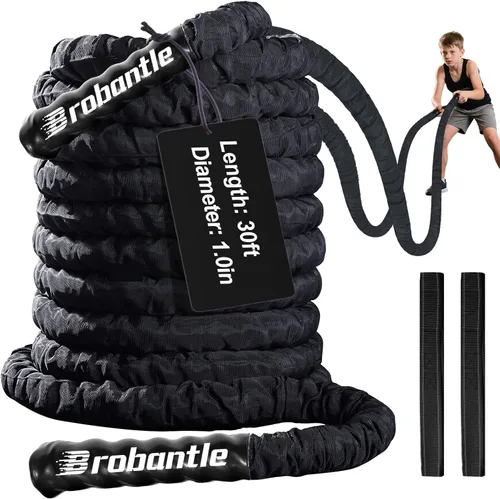 Miniatura 11 de Cuerda de batalla de 1/1.26/1.5/2 pulgadas de diámetro, rosa de 30 pies/40 pies/50 pies, cuerdas de entrenamiento de ejercicio para gimnasio