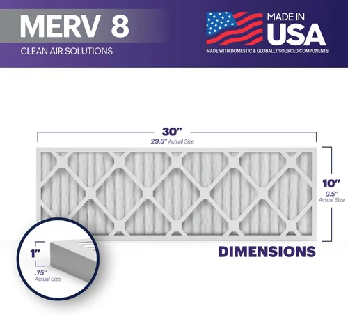 Miniatura 2 de BNX TruFilter - Filtro de aire MERV 8 de 10 x 30 x 1 pulgadas (paquete de 4) – Fabricado en Estados Unidos – Protección contra el polvo