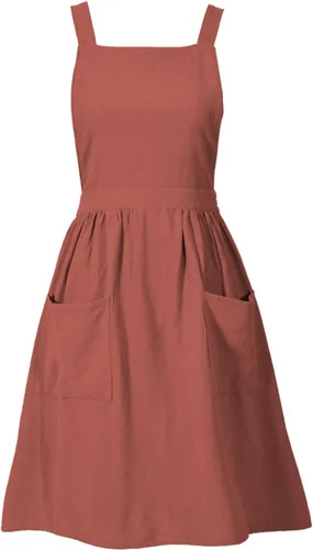 Miniatura 10 de Delantal de lino de algodón Pinknoke, vestido de mandil para mujer con bolsillos, lindos delantales de arte, chef para cocina, hornear, jardinería