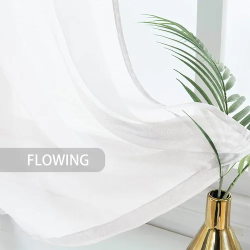 Miniatura 5 de UPOPO Cortinas traslúcidas blancas de 80 pulgadas de largo para sala de estar, cocina, comedor, sótano, 2 paneles de gasa transparente