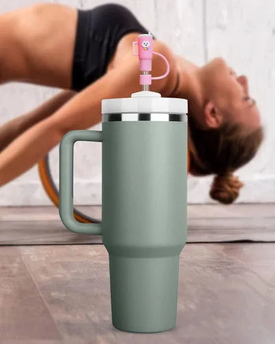 Miniatura 6 de Tapa de popote para copa Stanley, 5 piezas de popote de silicona compatible con vaso Stanley de 30 y 40 onzas con asa, cubiertas de punta de popote