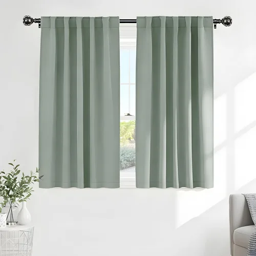 Miniatura 26 de PONY DANCE Cortinas cortas con aislamiento térmico para ventana pequeña, para guardería, baño, cocina, lavandería, caravana, sótano, 29 pulgadas