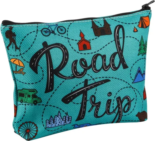 Regalo para amantes de los viajes, viajes por carretera, camping, viaje, senderismo, amante de la cremallera, bolsa de maquillaje (viaje por