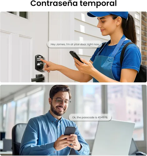 Miniatura 6 de Veise KS02A - Cerradura de puerta de entrada sin llave de huellas dactilares, bloqueo automático, cerrojo electrónico para puerta delantera, Negro