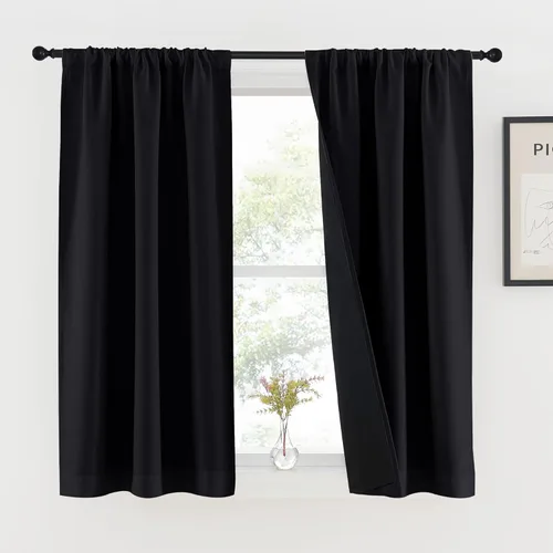 Miniatura 24 de NICETOWN Cortinas blancas 100% opacas, 2 capas gruesas completamente opacas con bolsillo para barra, cortinas aislantes térmicas para Blanco puro