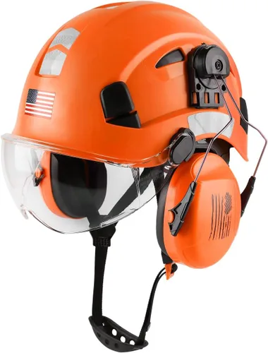 Miniatura 12 de Casco de seguridad con visera y protección para los oídos, ajustable, ligero, ventilado, ABS, casco de trabajo para hombres y mujeres, suspensión