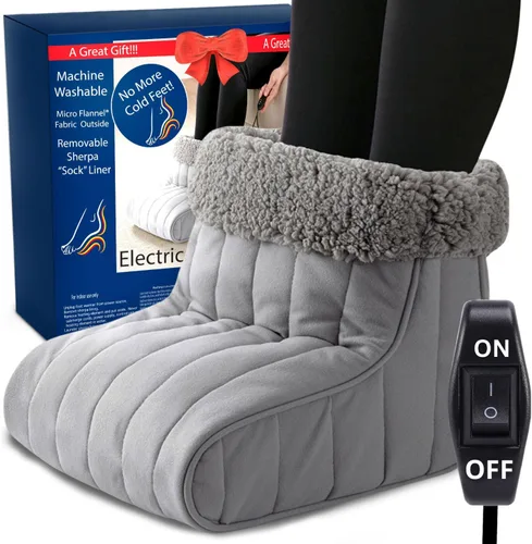 Miniatura 13 de Thermee Calentador de pies con calefacción de microfranela, forro polar sherpa, apagado de seguridad de 2 horas, calentador eléctrico de pies