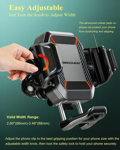 Miniatura 8 de BRCOVAN Soporte antirrobo para teléfono de horquilla para motocicleta con amortiguador de vibraciones [bloqueo 1s] [apto para cámara]