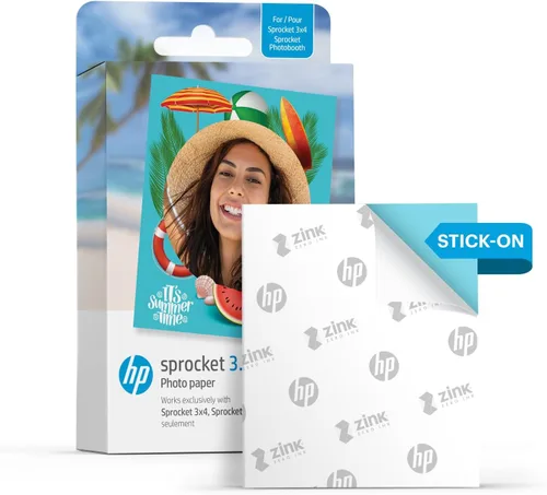 Miniatura 2 de HP Sprocket - Papel fotográfico Zink de 3.5 x 4.25 pulgadas, con respaldo adhesivo (20 unidades) compatible con piñones de 3 x 4, impresora