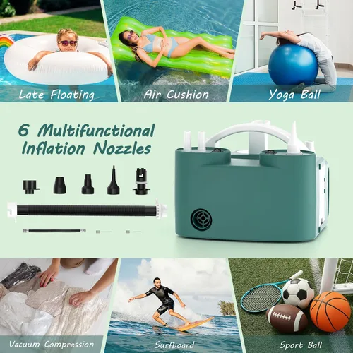 Miniatura 6 de Bomba de globos eléctrica 4 en 1 para todos los globos, globo de Mylar 260q de papel de aluminio, cojín de aire, flotador de piscina, pelota de Verde