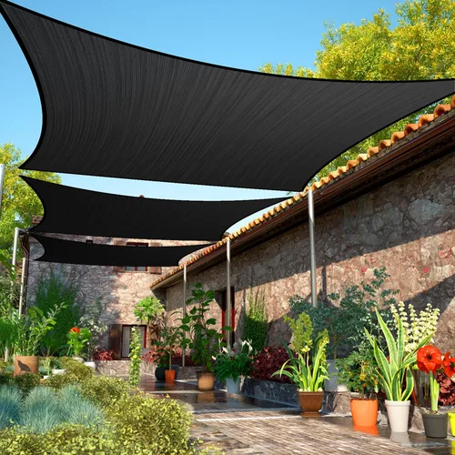 ShadeMart 6' x 6' Toldo parasol tipo vela negro UPF50 cuadrado smTAPR0814, tela para carpas, permeable al agua y al aire y resistente a los rayos