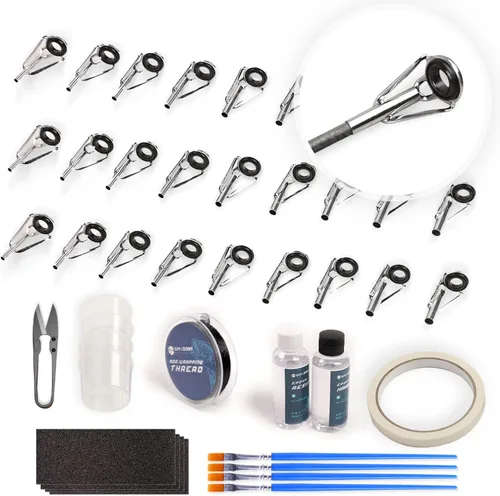 Miniatura 7 de OJYDOIIIY Fishing Rod Tip Repair Kit with Glue,Complete Supplies for Fishing Pole Tip Replacement with Rod Epoxy,Top Eyelets and Wrapping Thread