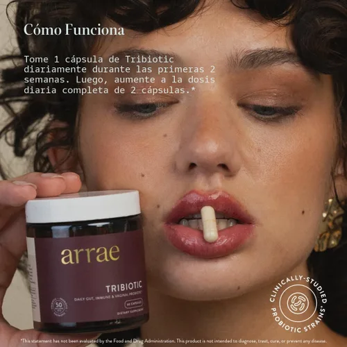 Miniatura 2 de Arrae Tribiotic, probióticos para mujeres, apoyo para el equilibrio del pH vaginal, salud intestinal, inmune y femenina, prebióticos, probióticos