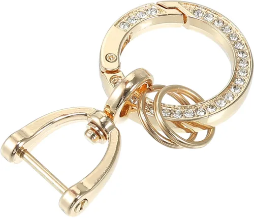X AUTOHAUX Llavero de repuesto para llavero de automóvil para hombres y mujeres con anillo en forma de D, Tono dorado