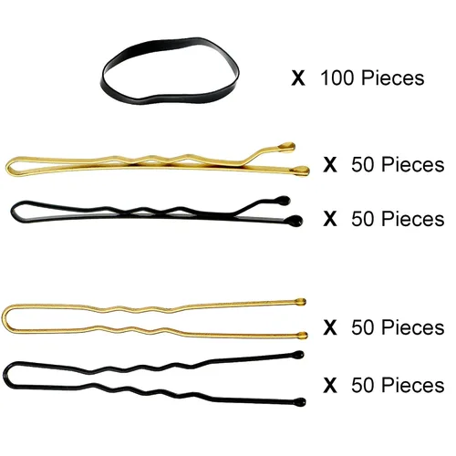 Miniatura 7 de Hicarer Juego de 300 horquillas para el cabello, incluye 100 pasadores Bobby, 100 pines en U y 100 bandas de goma con caja de almacenamiento
