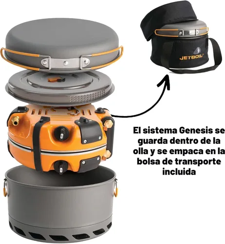 Miniatura 2 de Jetboil Genesis Basecamp Backpacking and Camping Stove Cooking System with Camping Cookware Naranja
