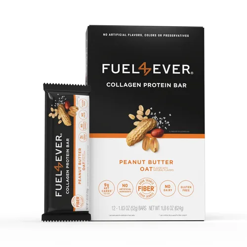 Fuel 4 Ever Barras de proteína de colágeno, 0.45 onzas de proteína, sin gluten, sin lácteos, sin stevia o ingredientes artificiales añadidos,