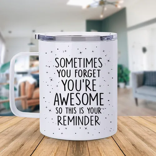 Miniatura 5 de Hyturtle Taza de motivación con cuchara, regalos para hombres, mujeres en cumpleaños de Navidad, acero inoxidable aislado de 12 onzas, regalos